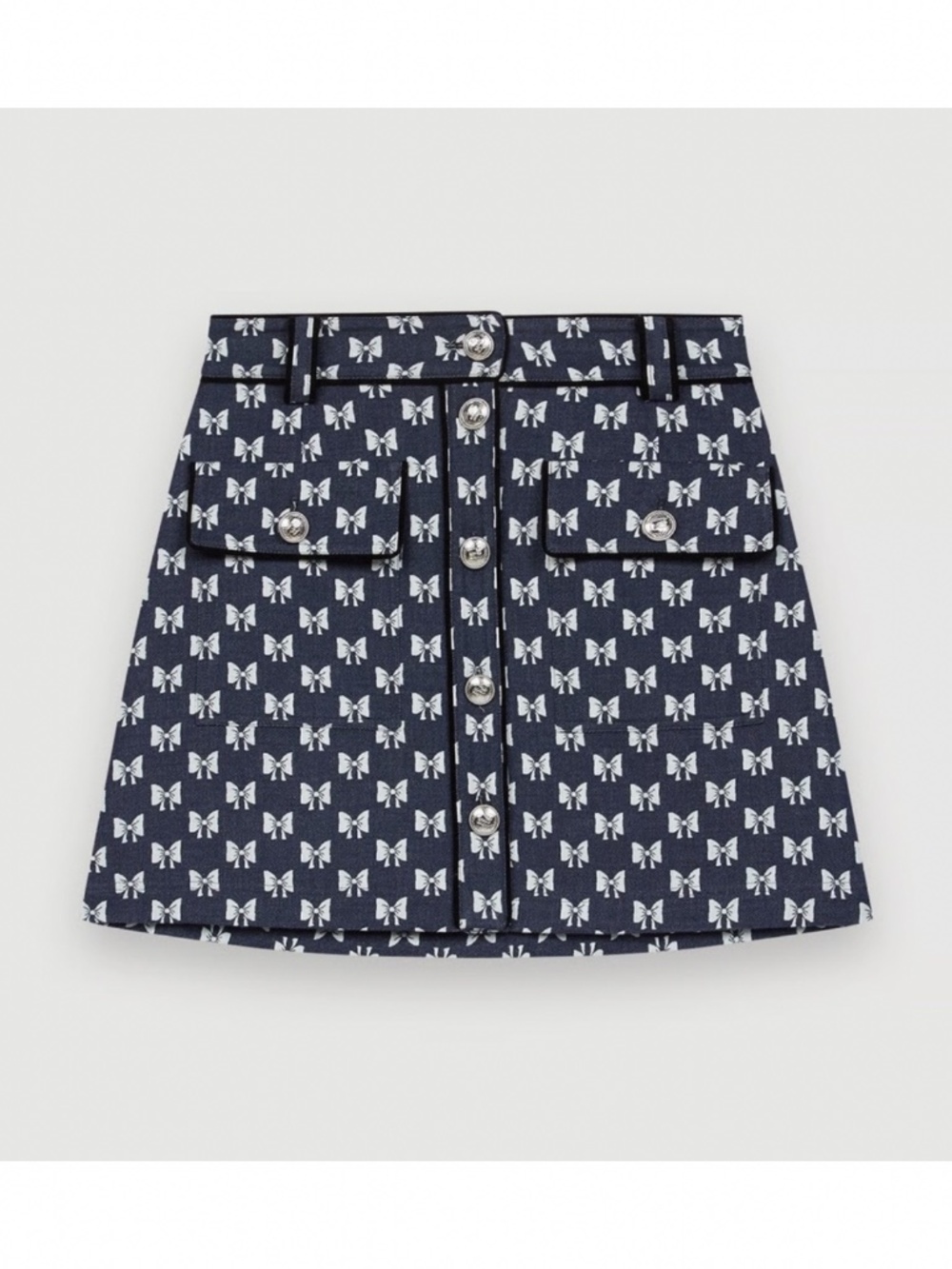 MAJE Bow Print Mini Skirt XS